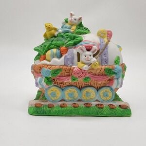 Bunny Towne Village 1 Center Piece Only Of Train Hand Painted Porcelain Vtg